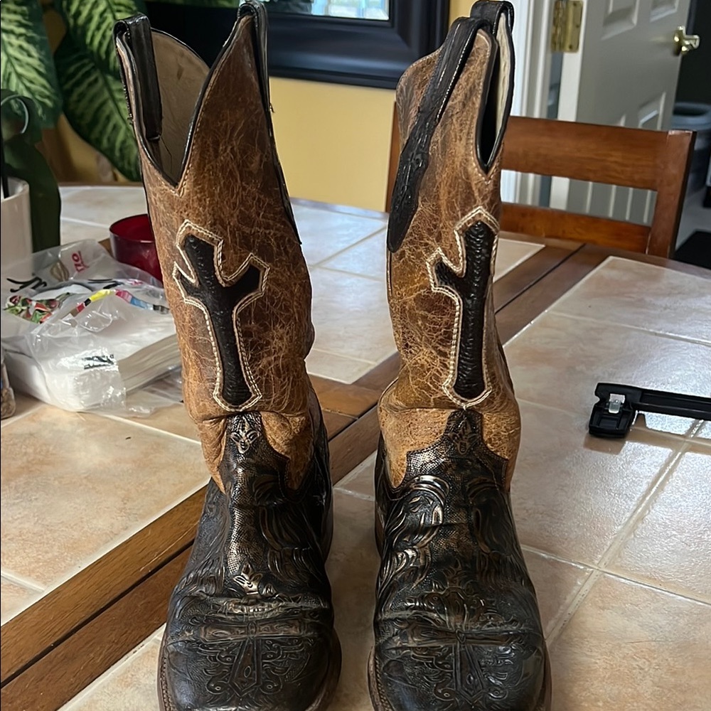 Brown and Black Western Cowboy Boots